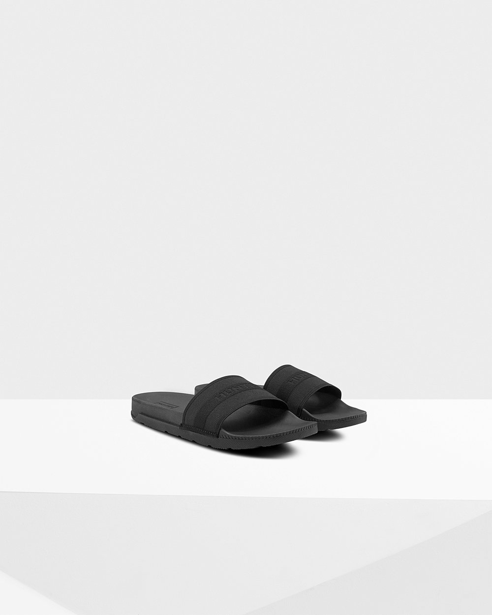 Womens Slides - Hunter Original Elastic (30OSVNZGA) - Black